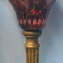 Cranberry Glass Oil Lamp with Marble Base - Victorian Light Lighting