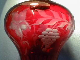 Cranberry Glass Oil Lamp with Marble Base - Victorian Light Lighting