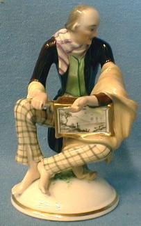 Wien Porcelain Organ Grinder Music Man with Music Box - WIEN