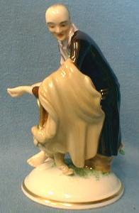 Wien Porcelain Organ Grinder Music Man with Music Box - WIEN