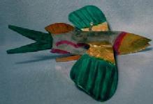 old vintage Tin Folk Art FISH Holiday Ornament - Sporting Metalware