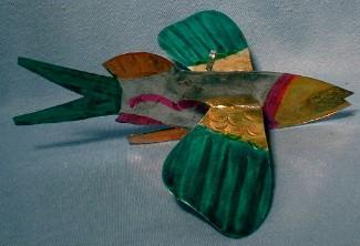 old vintage Tin Folk Art FISH Holiday Ornament - Sporting Metalware
