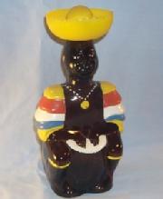 Black Musician Amber Glass Jamacian Rum Bottle - Ethnographic
