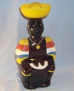 Black Musician Amber Glass Jamacian Rum Bottle - Ethnographic