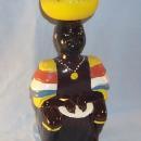 Black Musician Amber Glass Jamacian Rum Bottle - Ethnographic