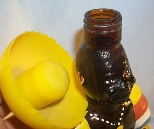 Black Musician Amber Glass Jamacian Rum Bottle - Ethnographic