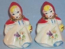 LITTLE RED RIDING HOOD Pottery Salt and Pepper Shakers
