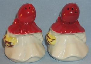 LITTLE RED RIDING HOOD Pottery Salt and Pepper Shakers
