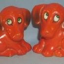 German ORANGE DOG Pottery Salt and Pepper Shakers