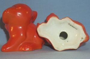 German ORANGE DOG Pottery Salt and Pepper Shakers