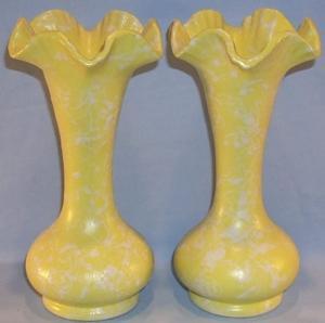 Two SHAWNEE Yellow Pottery Vases