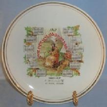 DRESDEN Indian Maiden Decorated 1912 Calander Advertising Pottery Plate