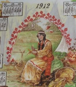 DRESDEN Indian Maiden Decorated 1912 Calander Advertising Pottery Plate