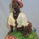 Colorful Black Boy on Watermelon MAJOLICA Container with Lid - Ethnographic