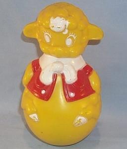 Bright Yellow Plastic Musical ROLY POLY LAMB - Toys