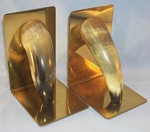 HORN Decorated Brass Bookends - Metalware