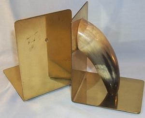 HORN Decorated Brass Bookends - Metalware