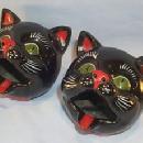 Pair of CAT HEAD Ceramic Ashtrays - Pottery