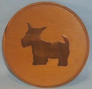 SCOTTIE DOG Round Wooden Wall Plaque - Misc.