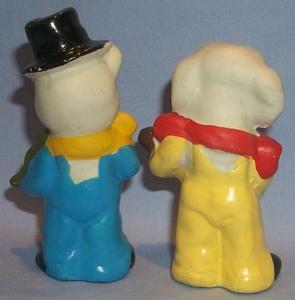 Hand Painted DOG AND PIG MUSICIANS Bisque Porcelain Figurines
