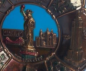 NEW YORK CITY Advertising Bronzed Grey Metal Hanging Plaque