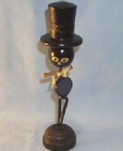 Wood and Metal Magnetized Bottle Opener Holder Black Figurine - Ethnographic