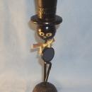 Wood and Metal Magnetized Bottle Opener Holder Black Figurine - Ethnographic