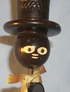 Wood and Metal Magnetized Bottle Opener Holder Black Figurine - Ethnographic