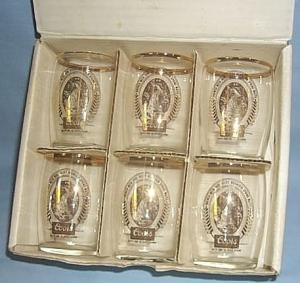 6 COORS Gold Trimmed Advertising Glass Tumblers in Original Box