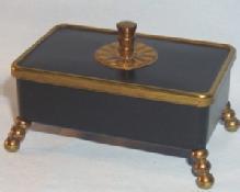 Brass and Black Painted Metal Cigarette Box with Lid - Tobacciana