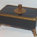 Brass and Black Painted Metal Cigarette Box with Lid - Tobacciana
