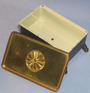 Brass and Black Painted Metal Cigarette Box with Lid - Tobacciana