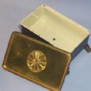 Brass and Black Painted Metal Cigarette Box with Lid - Tobacciana