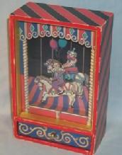 Animated Wind Up CLOWN ON HORSEBACK Musical Box - Toys