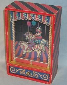 Animated Wind Up CLOWN ON HORSEBACK Musical Box - Toys