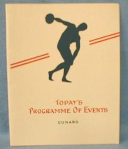 nautical 1934 Cunard Steamship Menu RMS MAURETANIA Cruise Ship Menu - paper