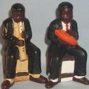 Black Sitting Musicians Bisque Porcelain Salt and Pepper Shakers - Ethnographic