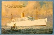 nautical Steamship P&O RMS STRATHMORE Steamship Cruise Line Postcard - paper