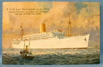 nautical Steamship P&O RMS STRATHMORE Steamship Cruise Line Postcard - paper