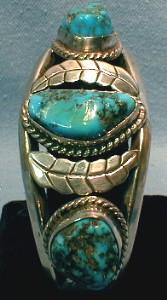 Navajo Turquiose Pawn Bracelet - Sterling Silver Ethnographic Jewelry