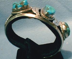 Navajo Turquiose Pawn Bracelet - Sterling Silver Ethnographic Jewelry