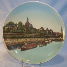 DRESDEN BRUHLSCHE TERRASSE Mettlach Stoneware Plaque - Pottery