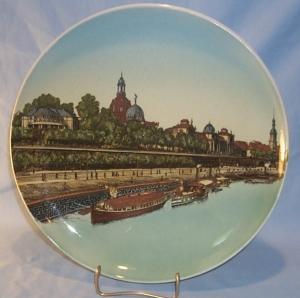 DRESDEN BRUHLSCHE TERRASSE Mettlach Stoneware Plaque - Pottery