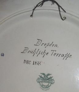 DRESDEN BRUHLSCHE TERRASSE Mettlach Stoneware Plaque - Pottery
