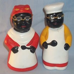 Contemporary MAMMY AND CHEF Ceramic Nodders / Banks - Ethnographic