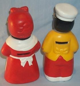 Contemporary MAMMY AND CHEF Ceramic Nodders / Banks - Ethnographic