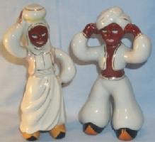 Occupied Japan Black Man and Woman Ceramic Figurines - Ethnographic
