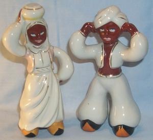 Occupied Japan Black Man and Woman Ceramic Figurines - Ethnographic
