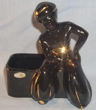 Hand Painted Black Man Porcelain Figurine Planter - Ethnographic