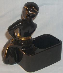 Hand Painted Black Man Porcelain Figurine Planter - Ethnographic